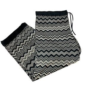 Missoni For Target Satin Tie Waist Sleep Pants Black and Cream Chevron Zig Zag S